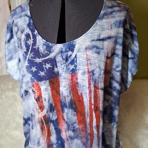 Live and Let Live Patriotic Blue and Red Top
